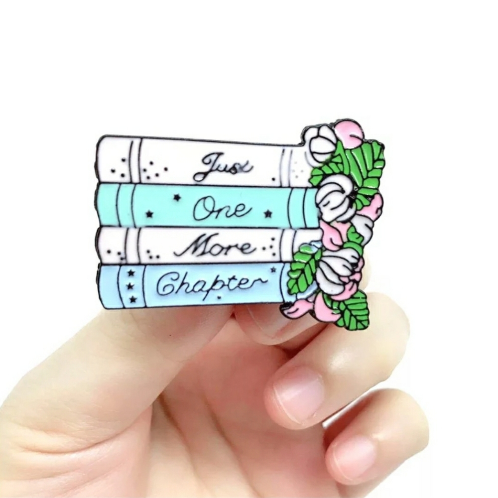 Book Flower Enamel Pin Just One More Chapter Brooc
